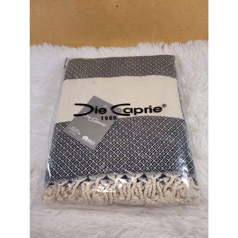 Die Caprie Thin 100% Cotton Turkish Black and White Beach Towel- NIP